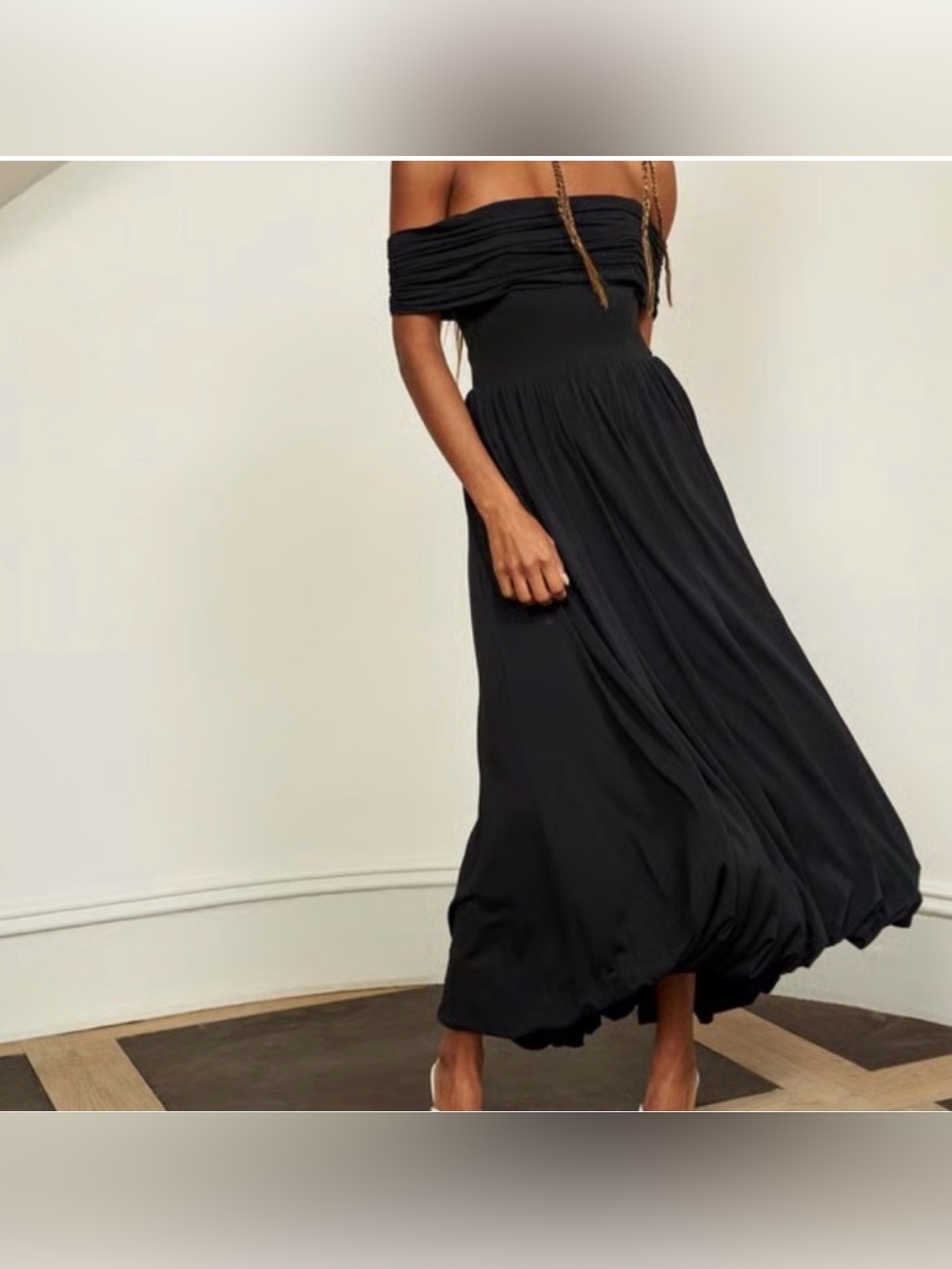 La Ligne Black Off-Shoulder Maxi Dress